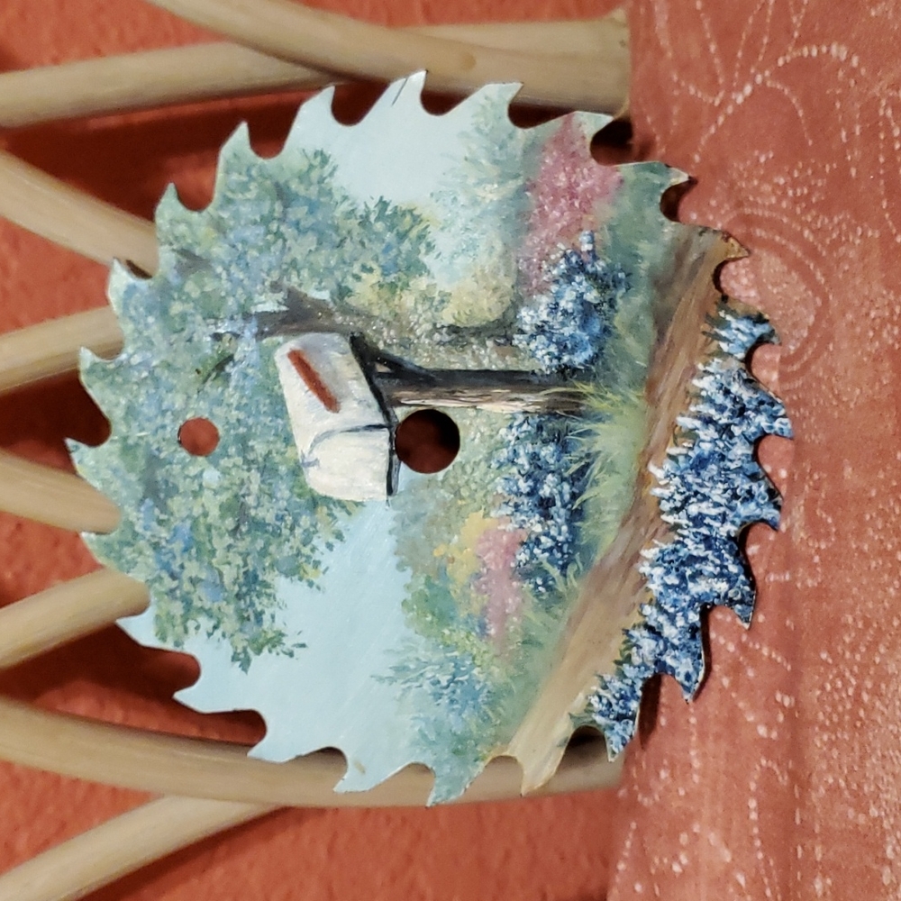Handpainted Saw Blade Wall Hanging Decor 5 1/2"
